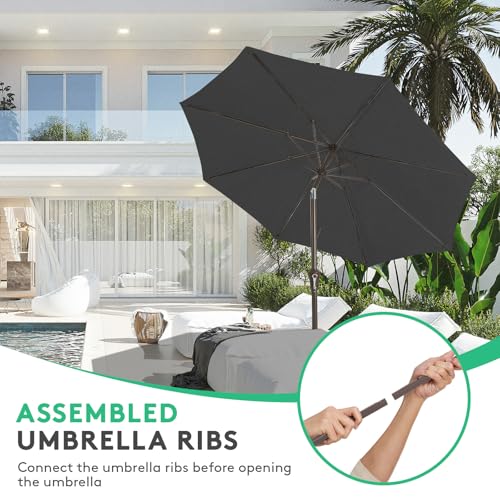Image of JEAREY 10FT Outdoor Patio Umbrella, Market Umbrella, Black