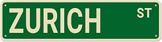 Metal Sign Zurich ST Vintage Retro Tin Aluminum Hanging Sign - Bedroom Kitchen Garden Wall Bar Club Home Decor 16"x4"