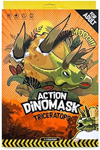 Action Dinomask: 3D Paper Dinosaur Mask for Adult, Triceratops Green