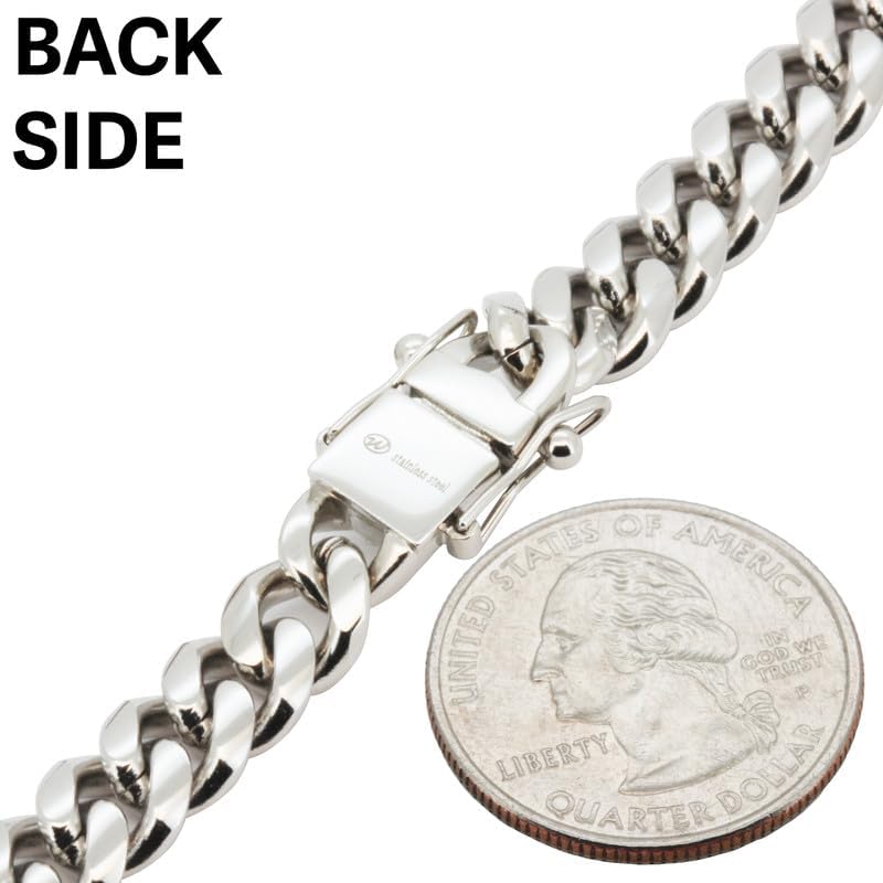 316L Stainless Steel 18K Yellow/White Gold Finish 6-18MM Miami Cuban Link Box Clasp Chain Necklace Bracelet For Men & Women 6″-40″