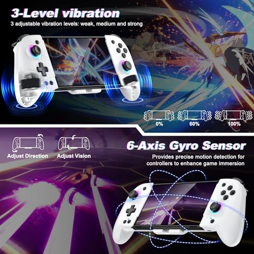 Switch Controllers for Nintendo Switch/OLED,Switch Wireless Pro Controller One-Piece Joypad, Full-Size Ergonomic Handheld Mode Controller with Battery/RGB/Turbo/Programming (White)