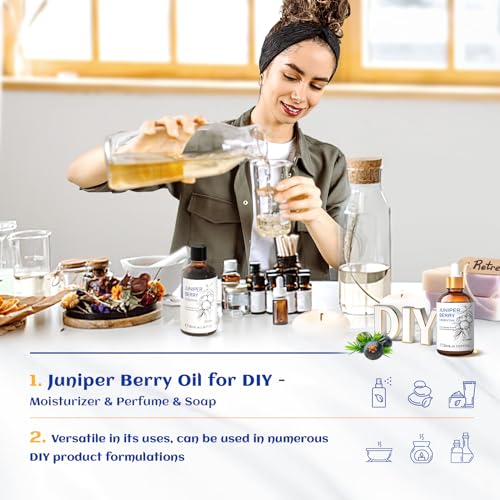Image of HIQILI 1 Fl Oz Juniper Berry Essential Oil, 100% Pure Undiluted for Diffuser, Skin - 30ml