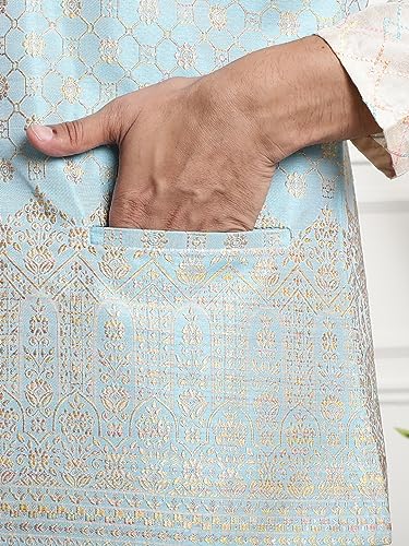 Image of SOJANYA (Since 1958 Men's Silk Blend Kurta and Pyjama with Nehru Jacket