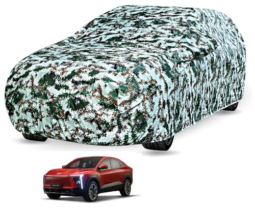 Image of Auto Hub Car Cover Compatible with Mahindra XEV 9e EV with Mirror Pocket, Soft Cotton Lining, XEV 9e EV Car Cover Waterproof - Forest Print