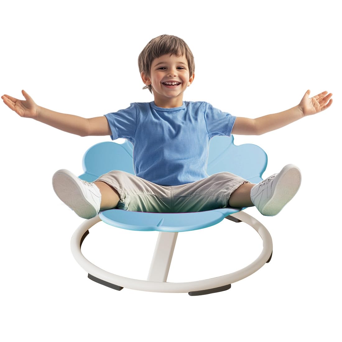 nets Tribe 360° Spinning Flower Swivel Chair for Kids - Sensory Spin Seat for Autism & ADHD - Toddler Wobble Chair - Motion Relief Toy for Boys & Girls (Blue)