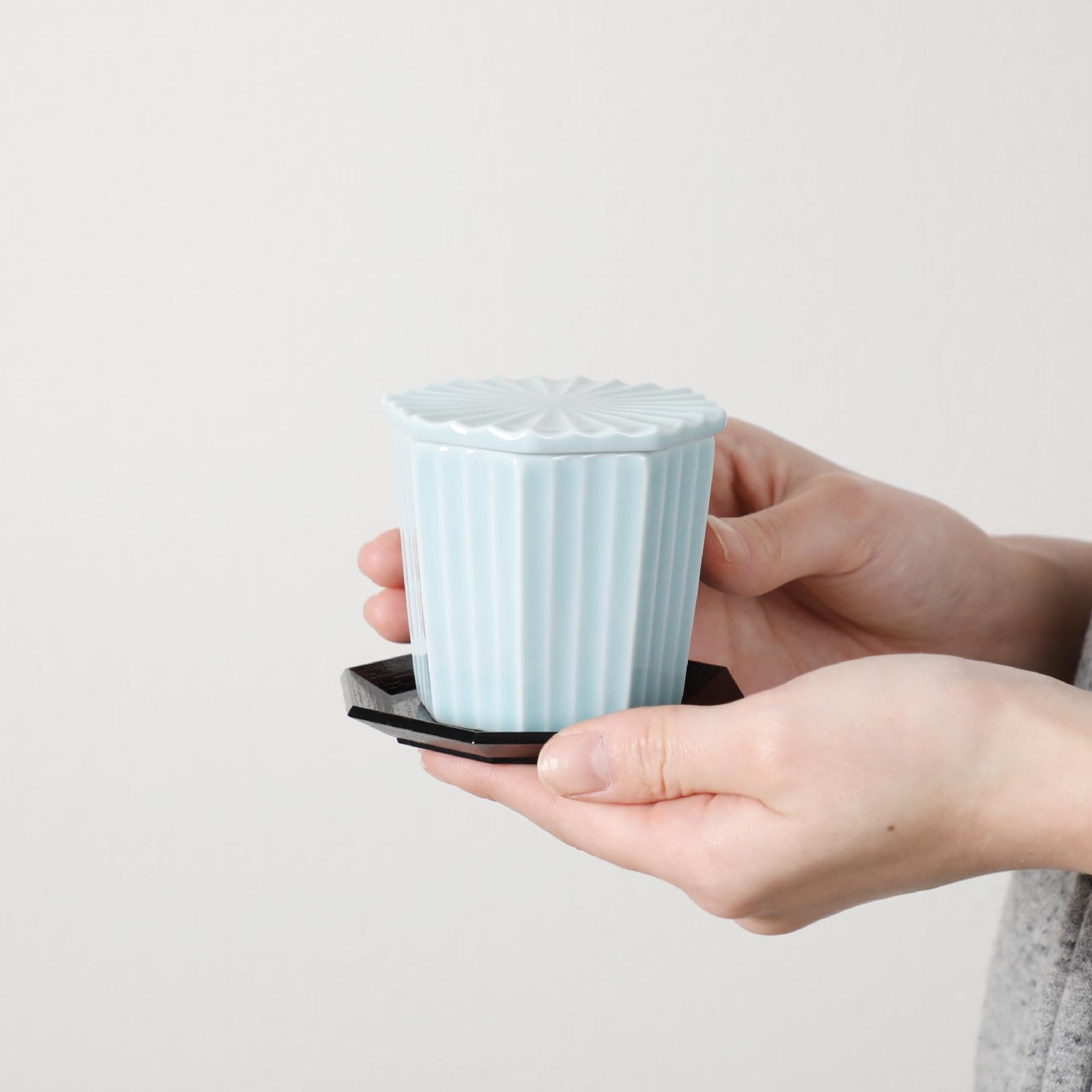 Amazon | 茶碗蒸し 器 蓋付き 受け皿付 2個セット おしゃれ 青白磁