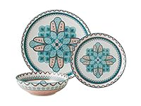 Casa Domani Pelagie Dinner Set 12pc Teal/Terracotta Gift Boxed