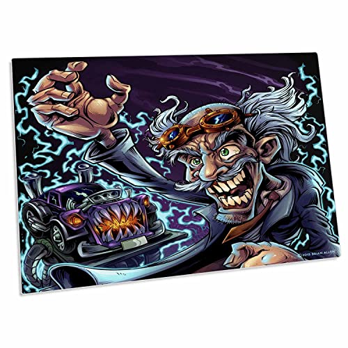 3dRose Mad Scientist con auto loco - Alfombrilla de escritorio miniatura 1