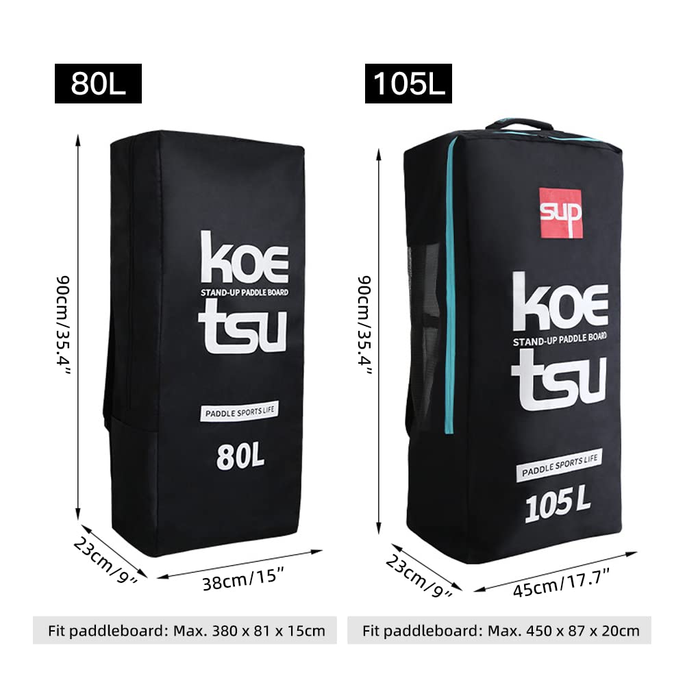 Lixada Mochila de viaje de 80 l/105 l para tabla de remo inflable, bolsa de transporte para tabla de remo