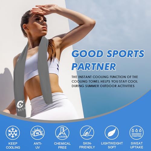 CSITE 8 Pack Cooling Towels (47"x12") for Neck and Face, Ice Towel for Hot Weather, Soft Breathable Chilly Gym Towels, Microfiber Towel for Work Out, Yoga, Running, Camping & More Activities by CSITE - Used condition - Image 6