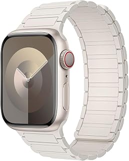 Magnetic for Apple Watch Bands for Men/Women iWatch Band 49mm 46mm 45mm 44mm 42mm 41mm 40mm 38mm,Sport Silicone Magnet Link Wristband Strap for Apple watch Series 11/10/9/8/7/6/5/4/3/SE/2nd/Ultra 3