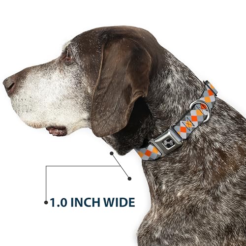 Collier de chien Buckle Down Diamond Plaid gris et orange taille S