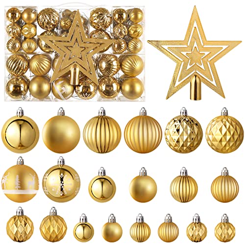 SOLEDI 101 Piezas Bolas de Navidad Doradas - Adornos Navidad Irrompibles - Navidad Decoración 2023-Decorar Árbol de Navidad de 180cm-240cm Variedad de Adornos Arbol Navidad Cover