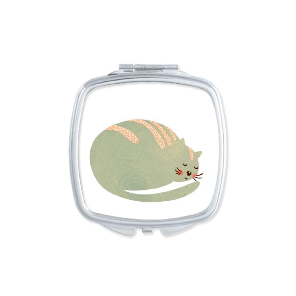DIYthinker Sleepy Cat Animal Pet Watercolor Mirror Portable Compact Pocket Makeup Double Sided Glass