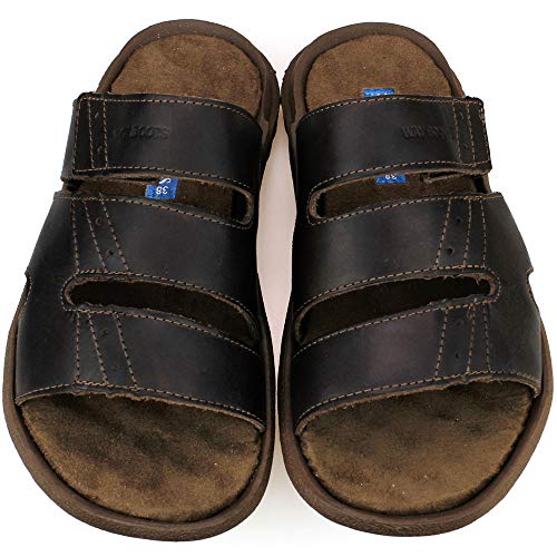 Chinelo Sandália Masculina Em Couro Marrom De Tiras Way Boots