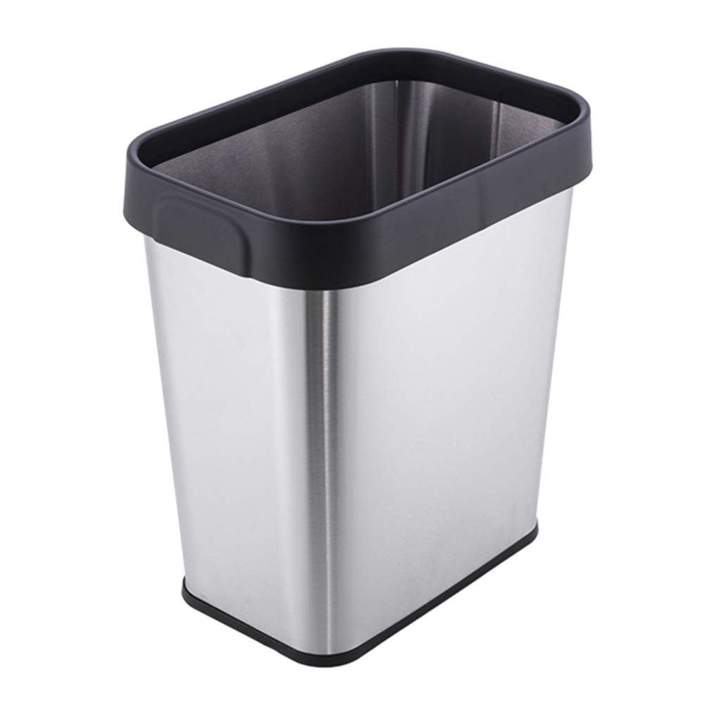 Wkkie Steel Stainless Large Step Trash can No Member, Trash can Recycle Rubbish bin for Kitchen Bathroom Toilet Office-Square 12L