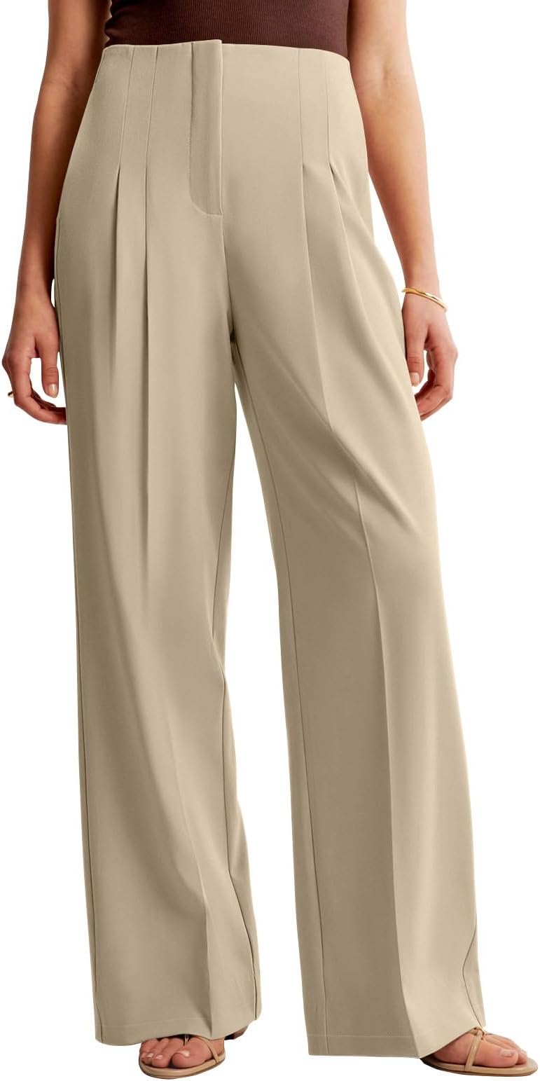 NIMINWomen's Wide Leg Dressy Pants High Waisted Business Casual Work Pants Plazzo Trousers with Pockets