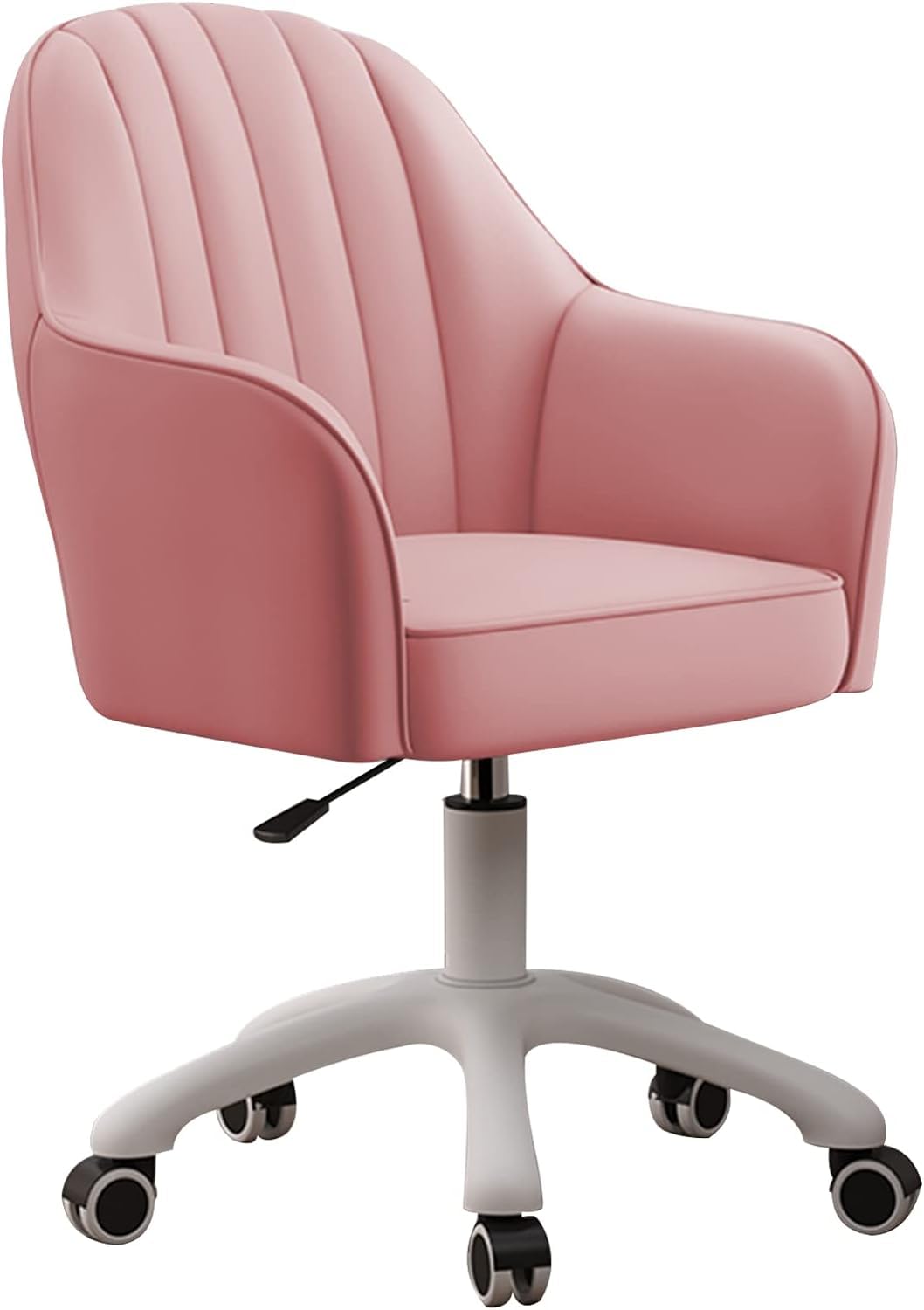 SaryEdge Home Desk Chair Ergonomic Office Chair, PU Leather Swivel Desk Chairs for Home Office with Arms for Computer Desk Vanity,Pink,Pink