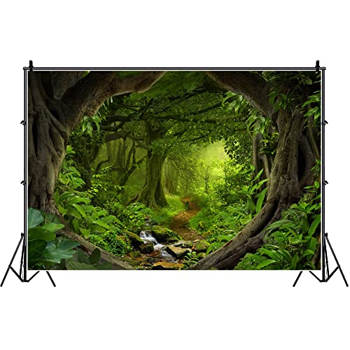 Laeacco 7x5FT Vinyl Backdrop Photography Background Deep Tropical Jungles River