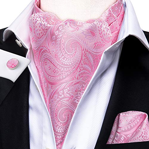 Image of Dubulle Paisley Floral Ascot for Men Self Tie Mens Cravat and Pocket Square Cufflinks Wedding
