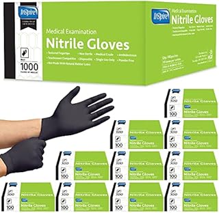 Inspire Black Nitrile Gloves | THE ORIGINAL Quality Stretch Nitrile Black Gloves Disposable Latex Free | 4.5 Medical, Food, Mechanic Gloves | Disposable Gloves | Cleaning Gloves, Tattoo Food 1000ct