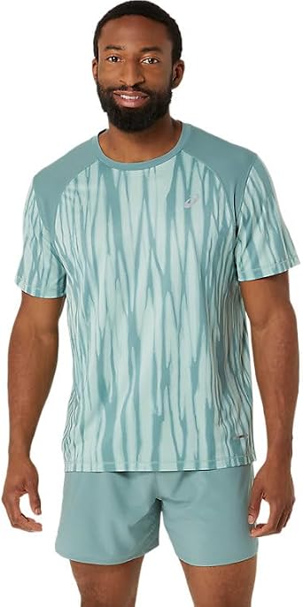 ASICS Mens ROAD ALL OVER PRINT Short Sleeve TOP RUNNING Top