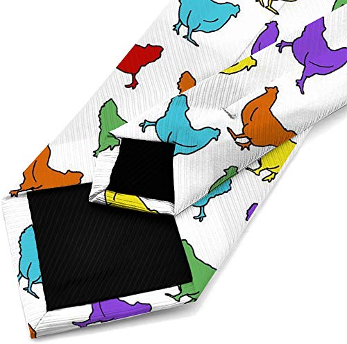 Urteom Men's Novelty Necktie Slim Tie Fashion Hens Chicken Rainbow Textured Skinny Neckties For Men Boys #TOP1