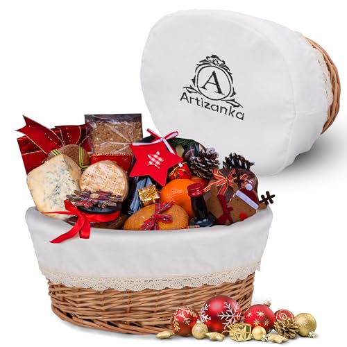 Large Wicker Bread Basket with Removable Linen Liner and Cover - Handmade Rattan Bread Serving & Storage Basket 12'x9' Keeps Bread Warm & Fresh - Perfect Housewarming Gift