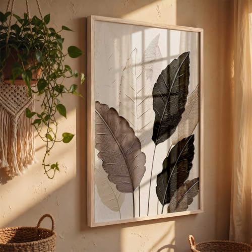Image of kotart Aesthetic Leaf Art Home Decoration|Paintings With Frame For Living Room Bed Room Hotel Wall Decor Digital Reprint (13x17 inch)