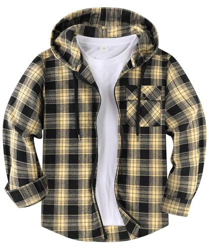 SwissWell Chemises Flanelle pour Hommes à Capuche Chemises à Carreaux Chemise Manches Longues avec Fermeture éclair Chemise de Bûcheron pour Le Travail...