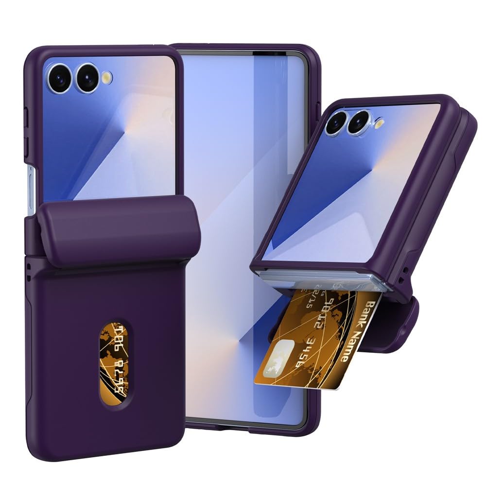 Generic do Samsung Galaxy Z Flip6 (kolor: ciemnofioletowy) odporny na wstrząsy portfel etui na karty twarde etui