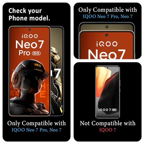 Image of FIRST MART Tempered Glass for iQOO Neo 7 Pro, Neo 7, iQOO 11 and 9T, 9H 0.3 mm Full-Glue Screen Protector with Cable Protector, 3D Edge-to-Edge, HD Clear, Case-Friendly, Black, Pack of 1
