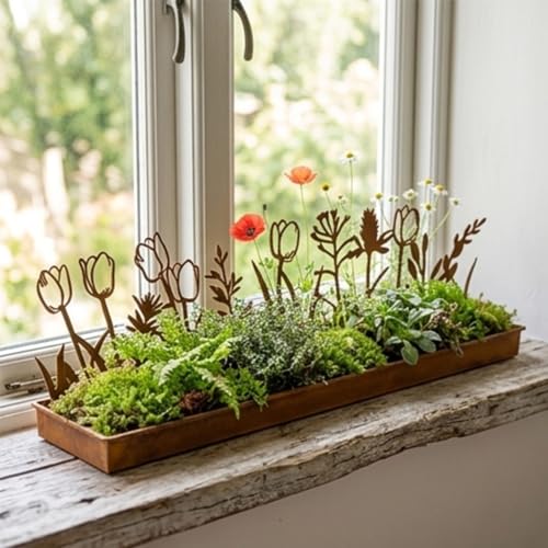 Caja para plantas de metal rectangular para decorar terrazas y salones 4