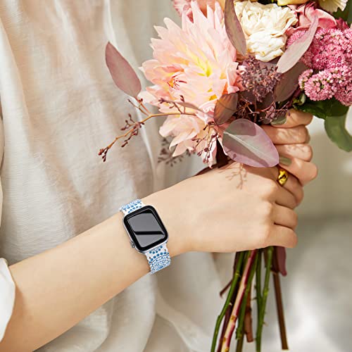 Image of Compatible with Apple Watch Band 41mm 40mm 38mm 49mm 45mm 44mm 42mm Women Girl, Mandalas Print Lace Hollow-out Soft Silicone Sport Bands For iWatch Ultra SE Series 10 9 8 7 6 5 4 3 2, BMandl-42