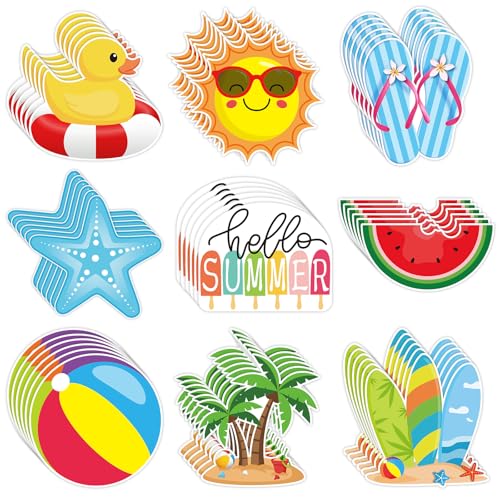 Image of 54 Pcs Hello Summer Cutouts Double Printed Paper Beach Decor for Summer Bulletin Board Classroom Decorations (Beach.54)