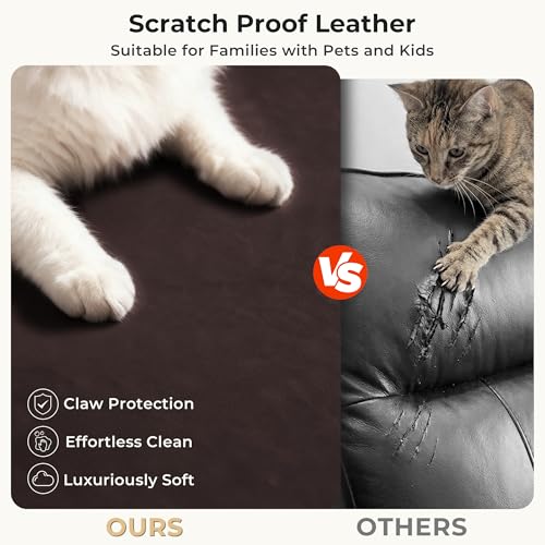 Image of SITJOY Pet Friendly Leather Power Recliner Chair, Zero Wall Hugger RV Recliners with Power Headrest, Charging Ports, Side Pockets, Down-Filled, Scratch Resistant Waterproof Faux Leather in Dark Brown