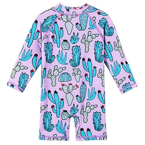 Image of HUAANIUE Toddler Girl Swimsuit Long Sleeve UPF50+ Sun Protection