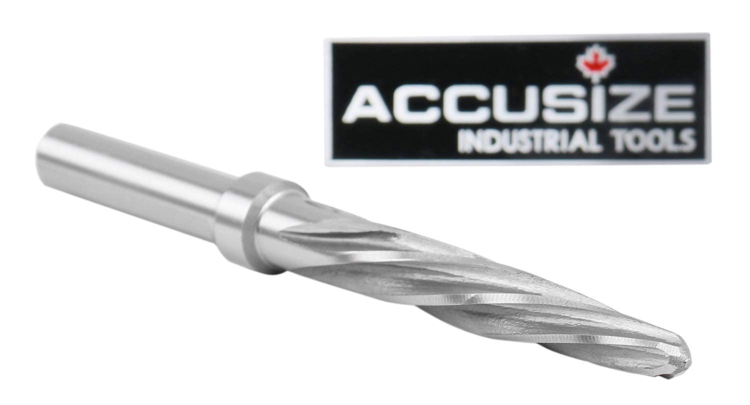 Accusize Industrial Tools High-Speed Steel Spiral Flute Aligning Reamer, 3/8" Cutting Diameter, 3/8" Shank Diameter, 0522-0038