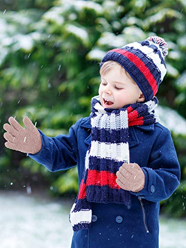 EBOOT 3 Pairs Kids Knit Gloves for Boys and Girls Warm Winter Full Fingers Stretchy Gloves for Kids Mittens Children4
