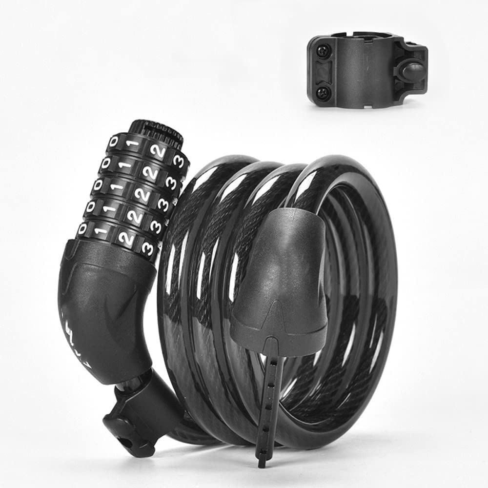 Lucchetto per Bicicletta, Lucchetto con codice in Lega, Cavo in Acciaio Allungato, antifurto per Biciclette, motociclette, Mountain Bike, lucchetti per Ciclismo (Nero)