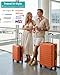Shavont 24 Inch Medium Checked Suitcase, Lightweight ABS Luggage for Holiday, Hard Shell Travel Case with 4 Spinner Wheels, Combination Lock and Telescopic Handle (Orange)