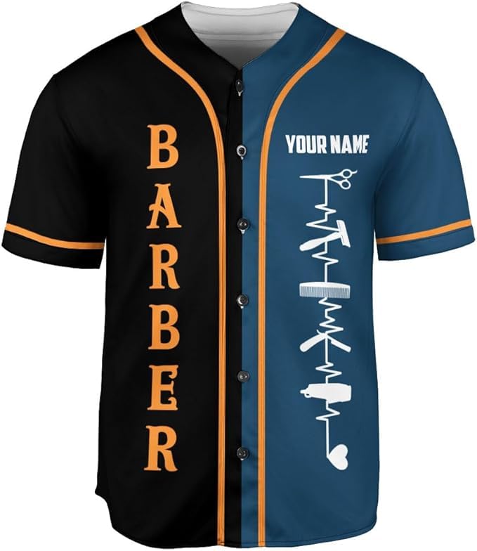 MonkeyVan Personalized Barbershop Baseball Jersey, Barber Shirt, Hairdresser Barber Shirt, Hairstylist Jersey Gift for Barber 9 Multicolor