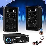 1x VerstärkerMini-100 etc-shop PA Party Keller Kompakt Musik Anlage Boxen Verstärker Lautsprecher Kabel DJ-Mini