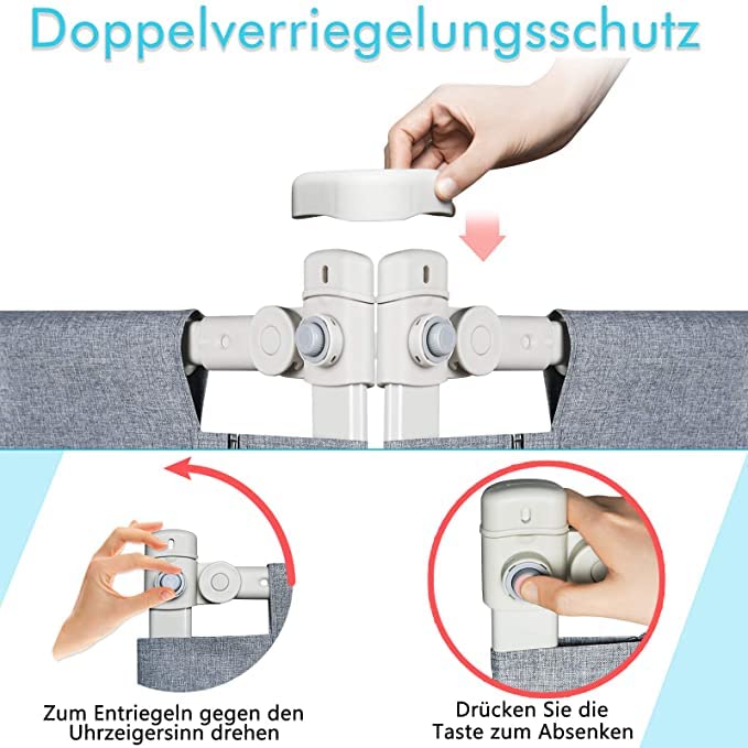 Aufun Griglia di protezione per lettino, con funzione di sollevamento verticale e protezione anticaduta, per la sicurezza dei bambini durante il sonno (150 cm)