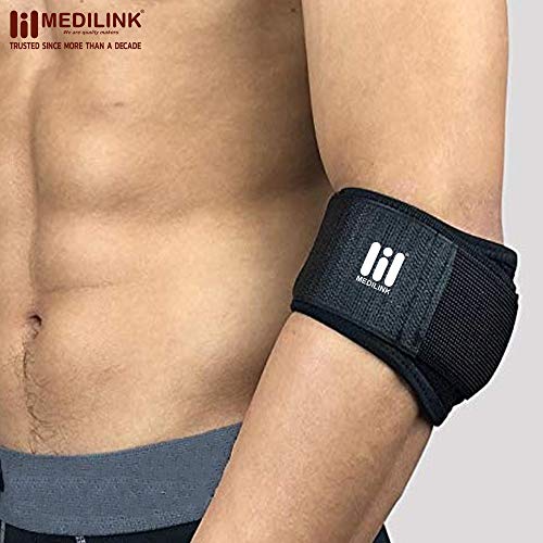 Image of MedilinkTennis elbow support strap for men and women gym workout - elbow brace strap, elbow protector with Compression Pad,elbow support for badminton (1 pc)