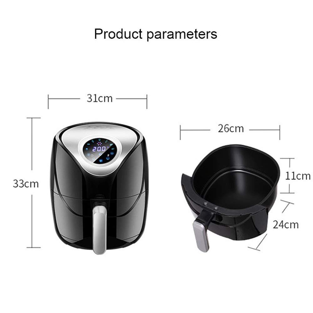 Frytkownica powietrzna, 1500 W, 5,5 l, beztłuszczowa, frytkownica powietrzna, zdrowa frytkownica, LCD Touch, frytkownica powietrzna, pizza, wielofunkcyjna, inteligentna frytkownica do frytek Stabilize
