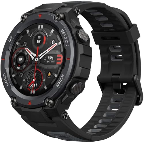 Amazfit T-Rex Pro Smart Watch 1.3" AMOLED Color Screen Military-Grade Toughness Design Heart Rate/Sleep/Stress Monitoring SpO2 Measurement 100+ Sports Mode Fitness Watch | 10ATM Waterproof - Black
