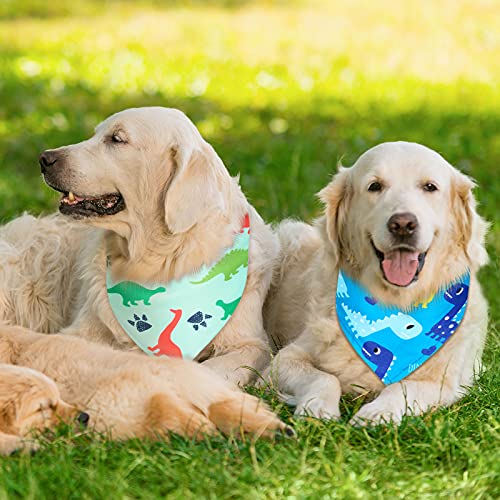 8 Pieces Summer Cute Dog Bandanas Dinosaur Patterns Pet Triangle Bandana Adjustable Scarf Accessories For Small Medium Dogs Pets Cats #TOP6