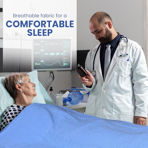 Linteum Textile Supply Blue Hospital Thermal Blanket 66x90 Inch 100% Cotton, Soft and Cozy, Breathable, Open-Cell Weave Design, All Season Twin Hospital Blanket (1-Pack) - Image 6