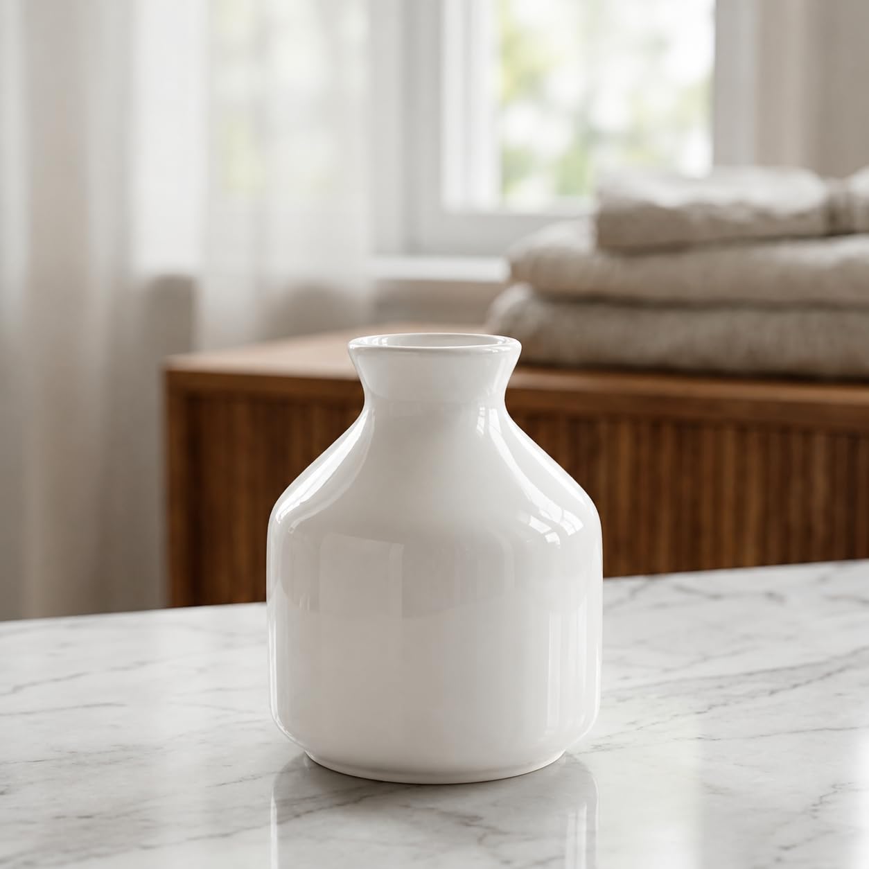 Pure Source India Porcelain Flower Vase Without Flowers, (Length 6.5 cm; Width -6.5 cm; Height - 9.5 cm, Off- White)-image-25